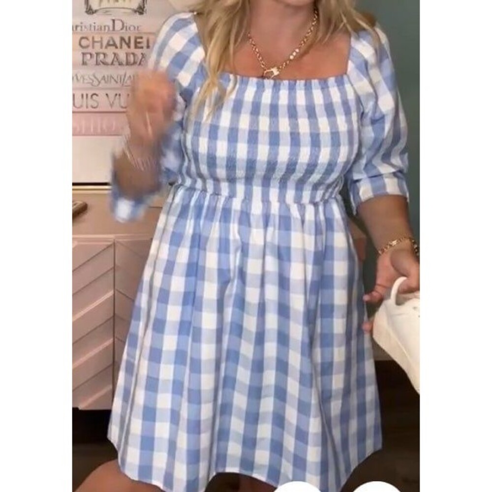 Skies are blue dress womens size small dress gingham dress blue and white NEW - Picture 6 of 10